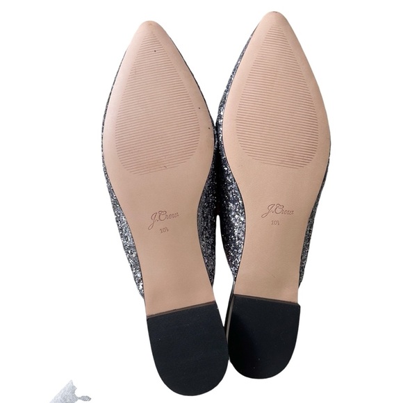 New J. Crew Pointed Toe Mule Slides in Gray Glitter Size 10.5 - Picture 9 of 10